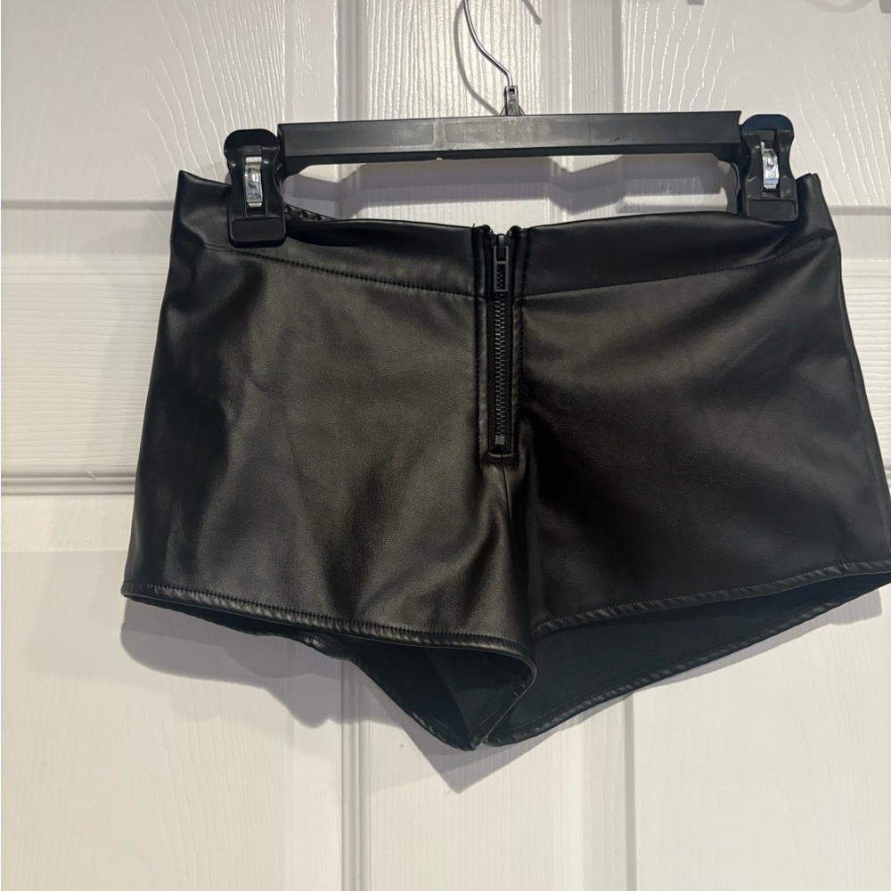 Forever 21 Black High Waist Faux Leather Shorts